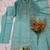 Women's sea green silk blend straight kurta set with dupatta and pant
