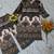 Women's dark brown rayon printed kurti set with palazzo