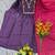 A-line violet embroidered silk blend kurta pant set with pink dupatta     festive ethnic wear for women