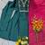 A-line green embroidered silk blend kurta pant set with pink dupatta     festive ethnic wear for women