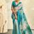 cyan soft handloom silk blend saree