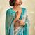 cyan soft handloom silk blend saree