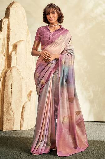 mauve soft handloom silk blend saree