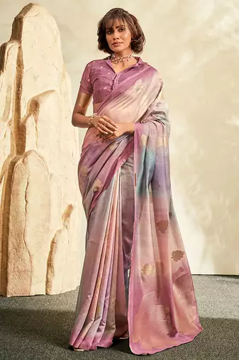 mauve soft handloom silk blend saree
