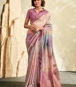 mauve soft handloom silk blend saree