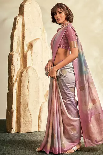 mauve soft handloom silk blend saree