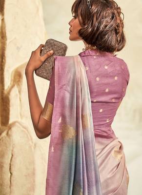 mauve soft handloom silk blend saree 3