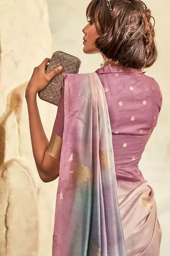 mauve soft handloom silk blend saree