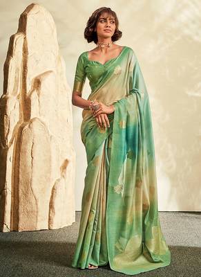 light green soft handloom silk blend saree 1
