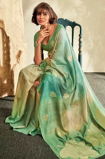 light green soft handloom silk blend saree