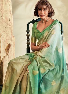 light green soft handloom silk blend saree 3