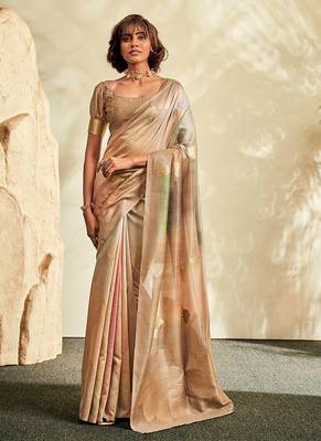 beige soft handloom silk blend saree 1