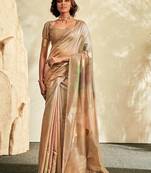 beige soft handloom silk blend saree