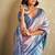 shaded blue soft handloom silk blend saree