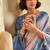 shaded blue soft handloom silk blend saree