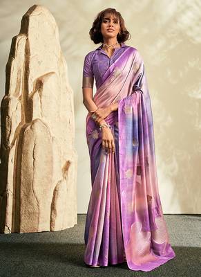 lavender soft handloom silk blend saree 1