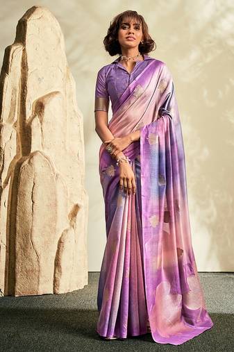 lavender soft handloom silk blend saree