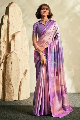 lavender soft handloom silk blend saree