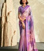 lavender soft handloom silk blend saree