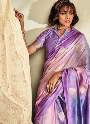 lavender soft handloom silk blend saree 2