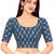 Side smocked stretchable blue cotton printed non padded readymade saree blouse