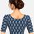 Side smocked stretchable blue cotton printed non padded readymade saree blouse