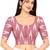 Side smocked stretchable pink ikkat cotton printed non padded readymade saree blouse