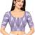 Side smocked stretchable purple ikkat cotton printed non padded readymade saree blouse