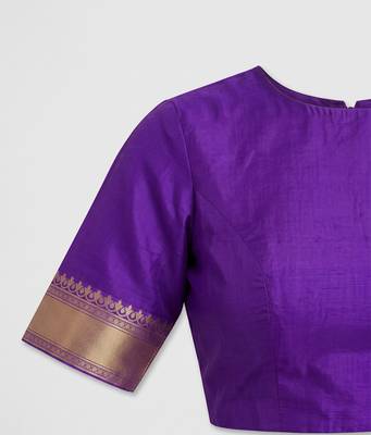 Peach wine silk blend banarasi saree with unstitched blouse piece 6