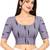 Side smocked stretchable purple ikkat cotton printed non padded readymade saree blouse