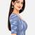 Side smocked stretchable blue ikkat cotton printed non padded readymade saree blouse