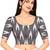 Side smocked stretchable grey ikkat cotton printed non padded readymade saree blouse