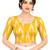 Side smocked stretchable yellow ikkat cotton printed non padded readymade saree blouse