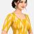 Side smocked stretchable yellow ikkat cotton printed non padded readymade saree blouse
