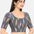 Side smocked stretchable grey ikkat cotton printed non padded readymade saree blouse