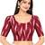 Side smocked stretchable maroon ikkat cotton printed non padded readymade saree blouse