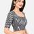 Side smocked stretchable grey ikkat cotton printed non padded readymade saree blouse