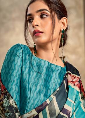 multicolour printed crepe casual wear saree 2
