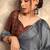 gray printed crepe casual wear saree