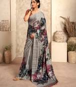 gray printed crepe casual wear saree