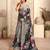 gray printed crepe casual wear saree