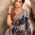 gray printed crepe casual wear saree