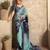 powder blue printed crepe casual wear saree