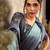 powder blue printed crepe casual wear saree