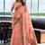 Peach handloom woven linen jacquard traditional saree with blouse