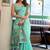 Sky blue handloom woven linen jacquard traditional saree with blouse