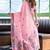 Baby pink handloom woven linen jacquard traditional saree with blouse