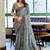 Grey handloom woven linen jacquard traditional saree with blouse