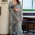 Grey handloom woven linen jacquard traditional saree with blouse