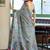 Grey handloom woven linen jacquard traditional saree with blouse